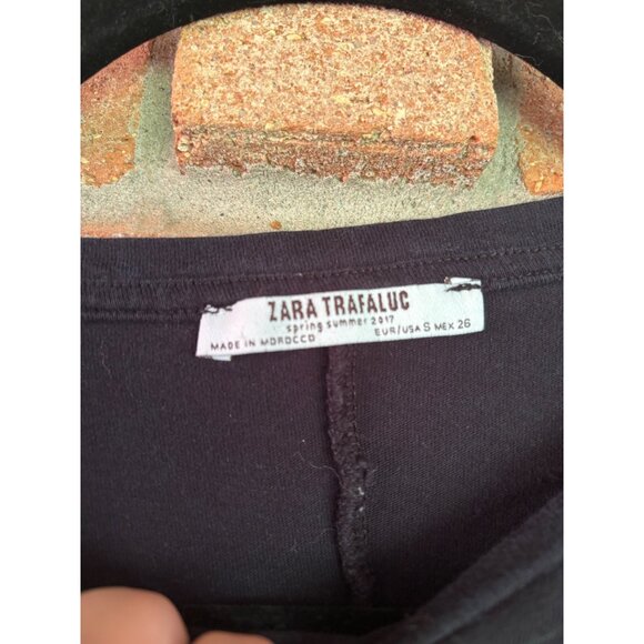 Zara Trafaluc Black "I Am What I Am" Tie-Back T-Shirt S Cotton Blend - Picture 7 of 10